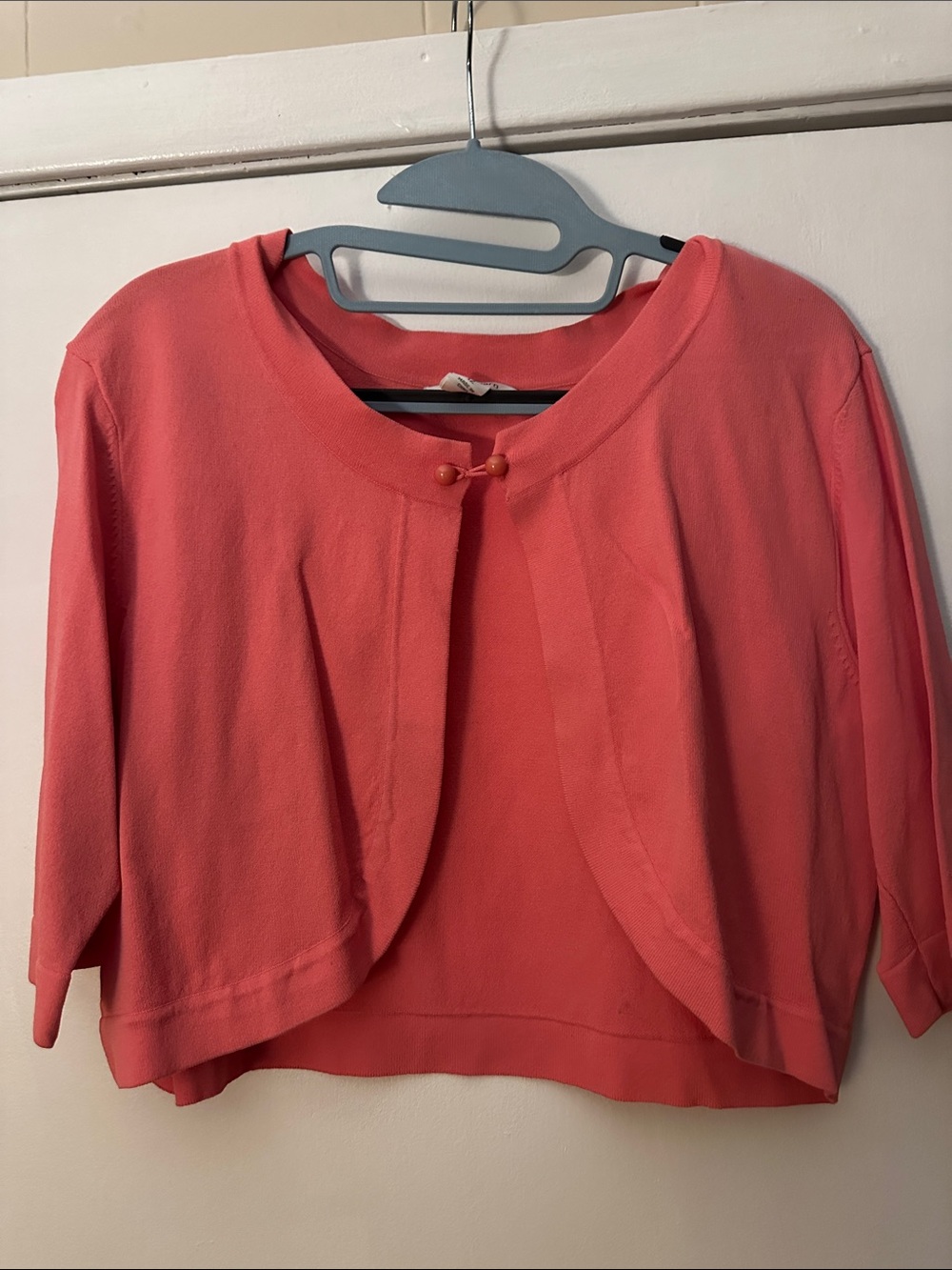 dressbarn Coral Button-Front Cropped Cardigan